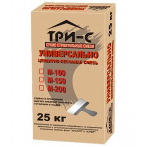 Универ.  цементо-песчаная смесь М150х25кг Три С